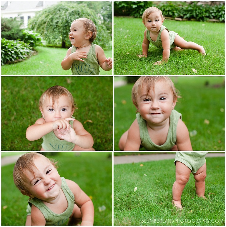 first birthday portraits in the front yard