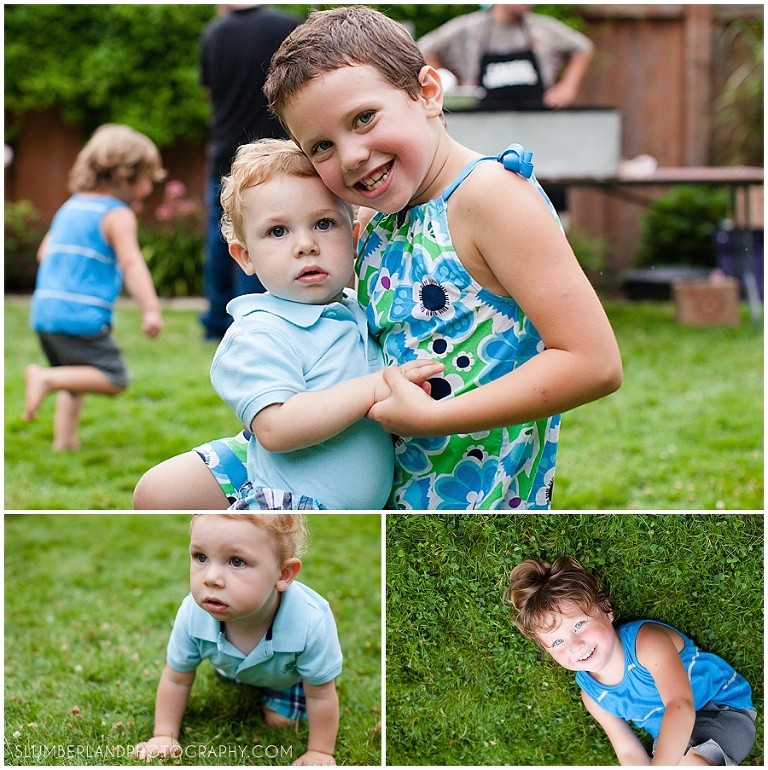 first birthday party guests backyard