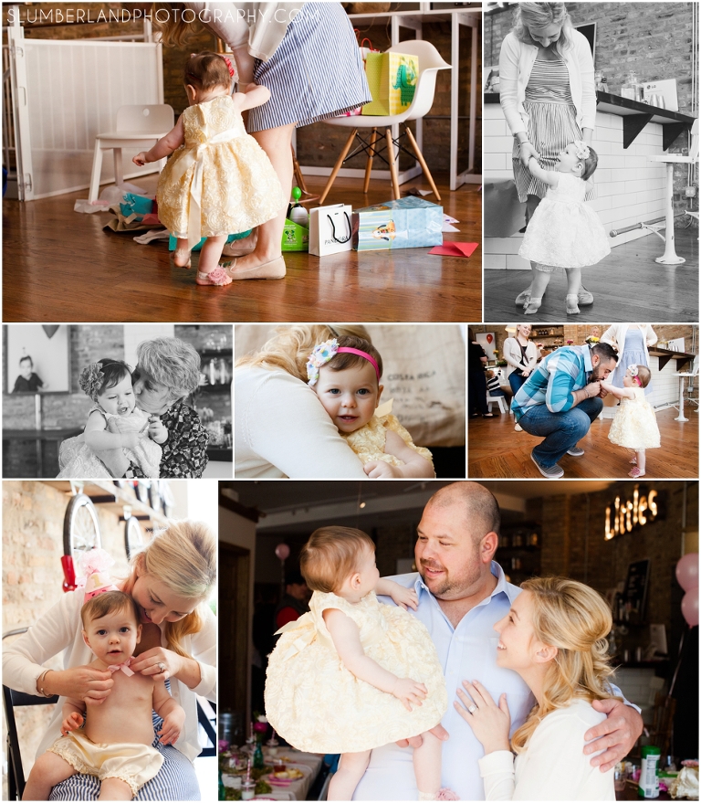 First birthday candid portraits with family at Heritage Littles